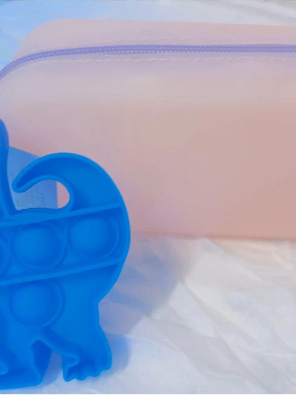 Justice Pink Pencil Case with Blue Silicone Pop Toy